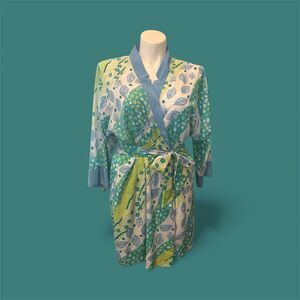 Oscar de la Renta Vibrant Blue and Green Robe